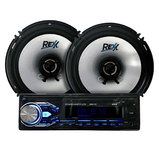 COMBO DE RADIO CON 2 BOCINAS COAXIALES DE 6.5" REX AUDIO