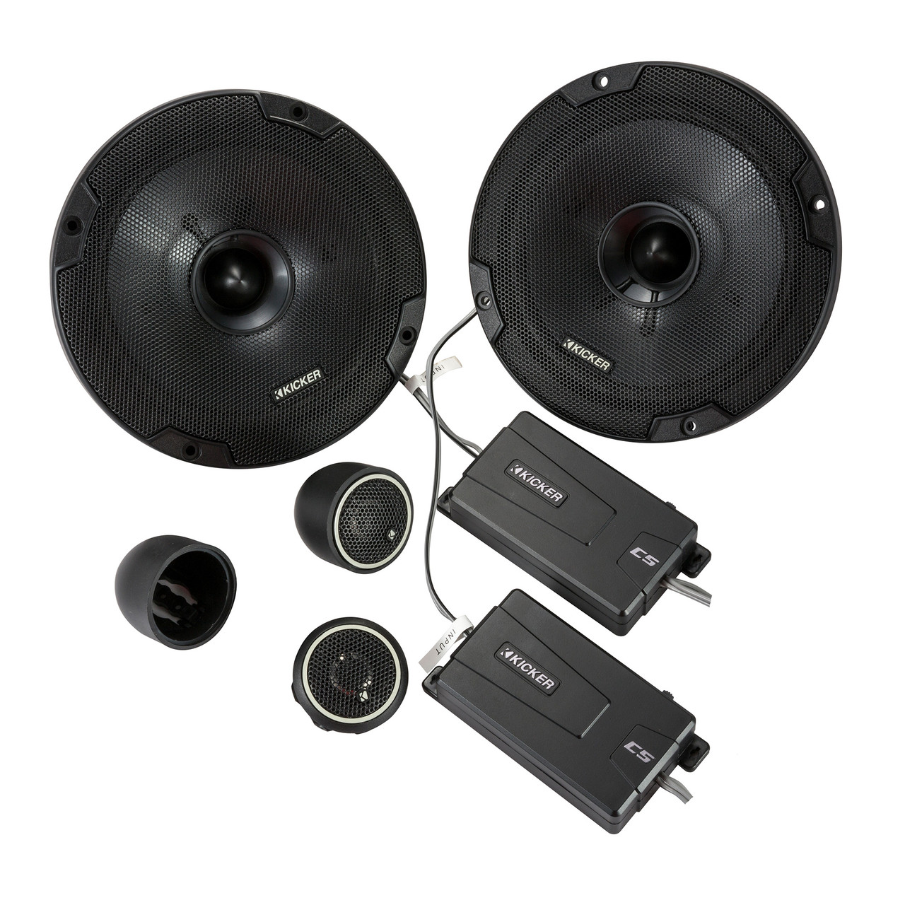 COMBO DE COMPONENTE DE 2 VIAS DE 6.5" Y TWEETER DE PASTILLA KICKER (PAR)