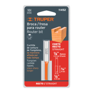 BROCA P/ROUTER CORTE RECTO 2 FILOS DE 1/4, TRUPER