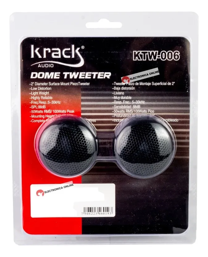 TWEETER PASTILLA DE 50W. RMS KRACK AUDIO (PAR) - Imagen 5