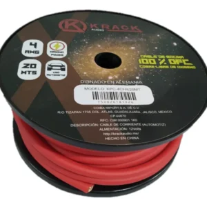 ROLLO DE CABLE DE COBRE CALIBRE 4 (20 MTS.), KRACK AUDIO