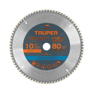 DISCO DE SIERRA P/MADERA DE 10", 80 DIENTES, CENTRO DE 1" TRUPER